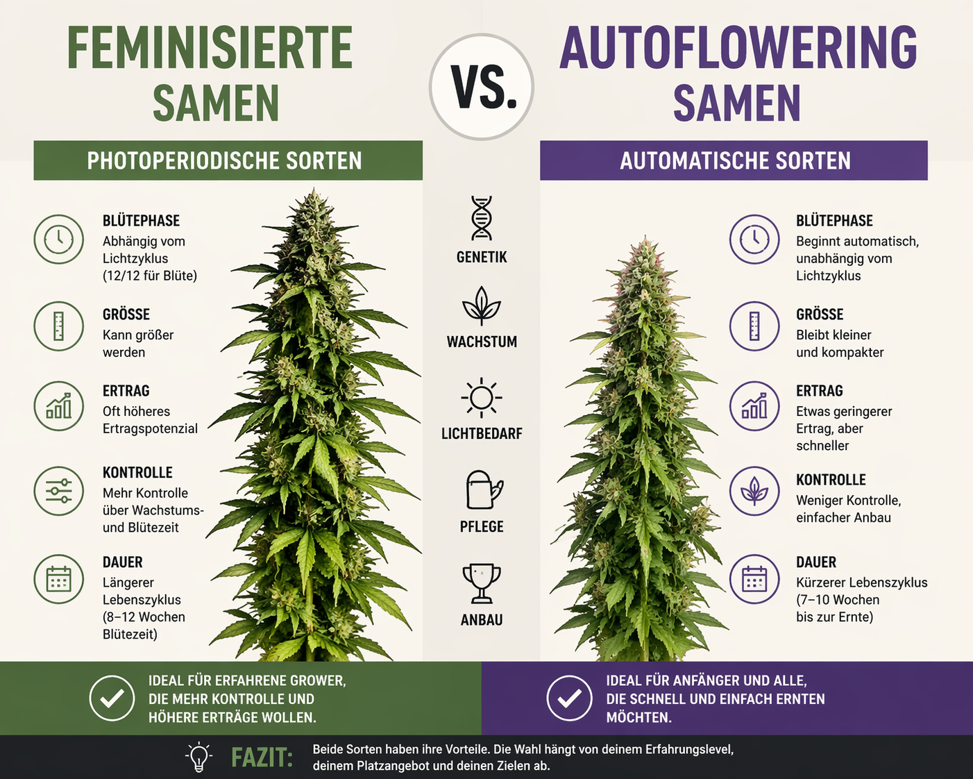 🤔 Autoflowering vs. feminisierte Samen – Was ist der Unterschied?